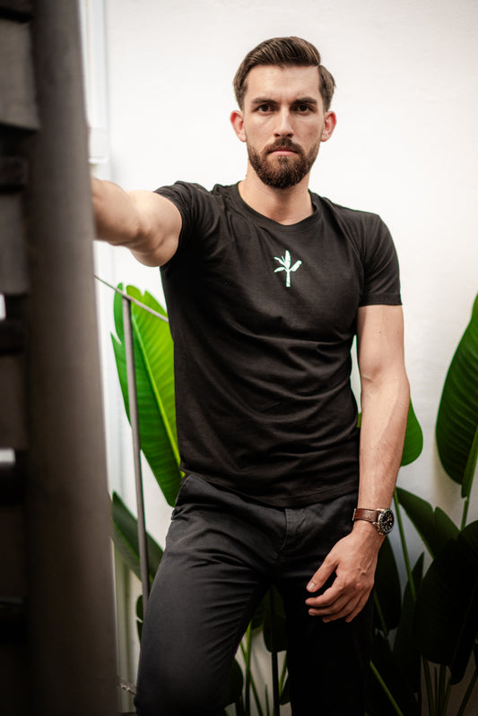 Normal T-Shirt - Black with White Logo